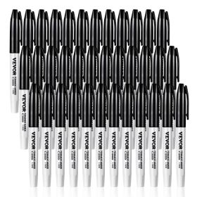 VEVOR Permanent Markers, 36 Pack Black Permanent Marker Set, Quick Drying & Fade Resistant, Fine Point Markers for Plastic, Paper, Metal, and Mor
