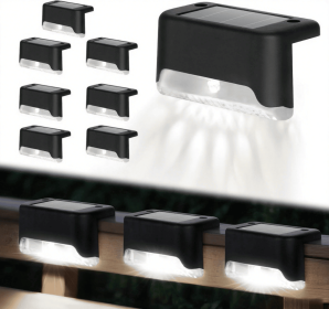 8/16/32 solar outdoor deck lights, garden lights, atmosphere lights, LED walk lights, light source control, suitable for balconies, terraces (Color: White light 8PCS)